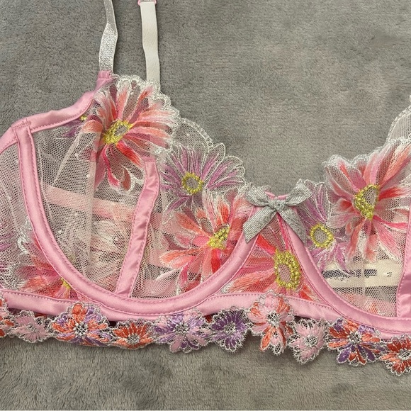 New! For Love And Lemons Aster Embroidered Underwire floral Bra 10195 - Picture 7 of 10
